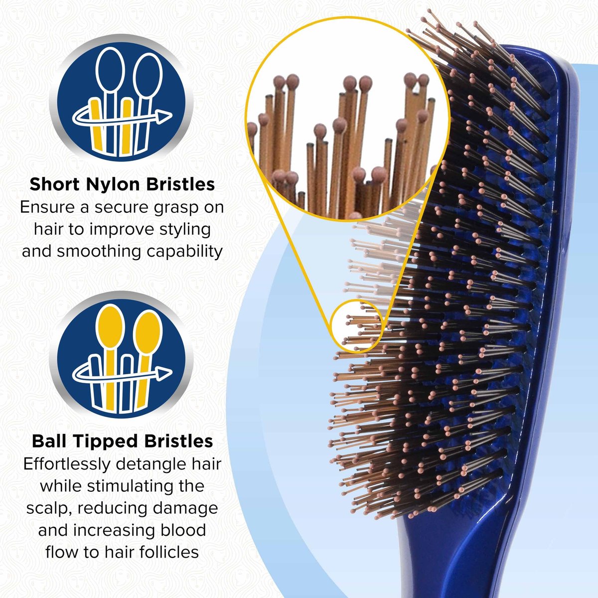 GIORGIO Gentle Mini Detangler Hair Brush for Men and Women – Blue, Travel Size for Thick Hair & Scalp Massage - görsel 5