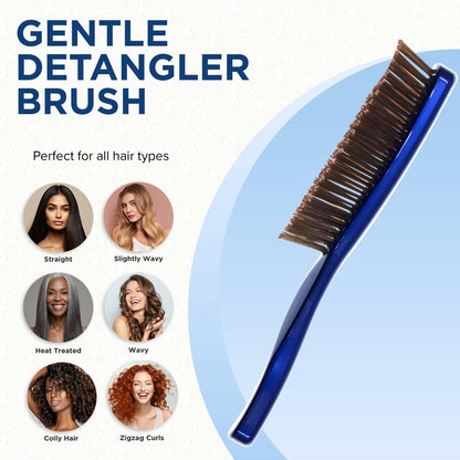 GIORGIO Gentle Mini Detangler Hair Brush for Men and Women – Blue, Travel Size for Thick Hair & Scalp Massage