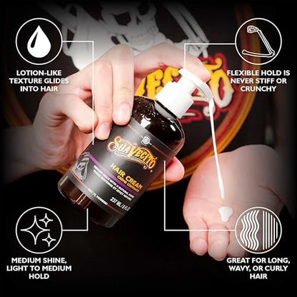 Suavecito Hair Cream Pump Bottle - Medium Shine, All Day Light Hold (8 oz)
