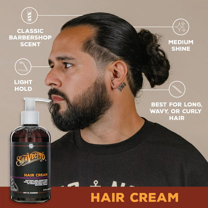 Suavecito Hair Cream Pump Bottle - Medium Shine, All Day Light Hold (8 oz)
