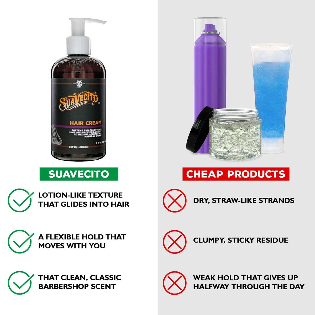 Suavecito Hair Cream Pump Bottle - Medium Shine, All Day Light Hold (8 oz) - görsel 5