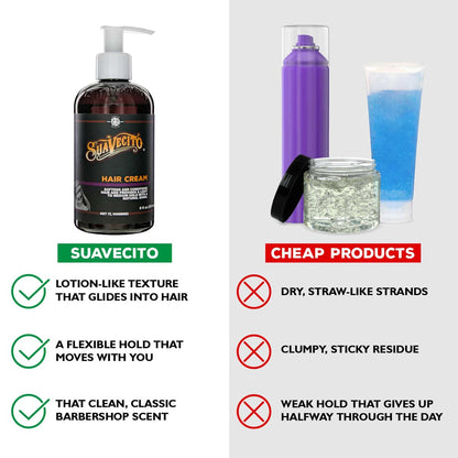 Suavecito Hair Cream Pump Bottle - Medium Shine, All Day Light Hold (8 oz)