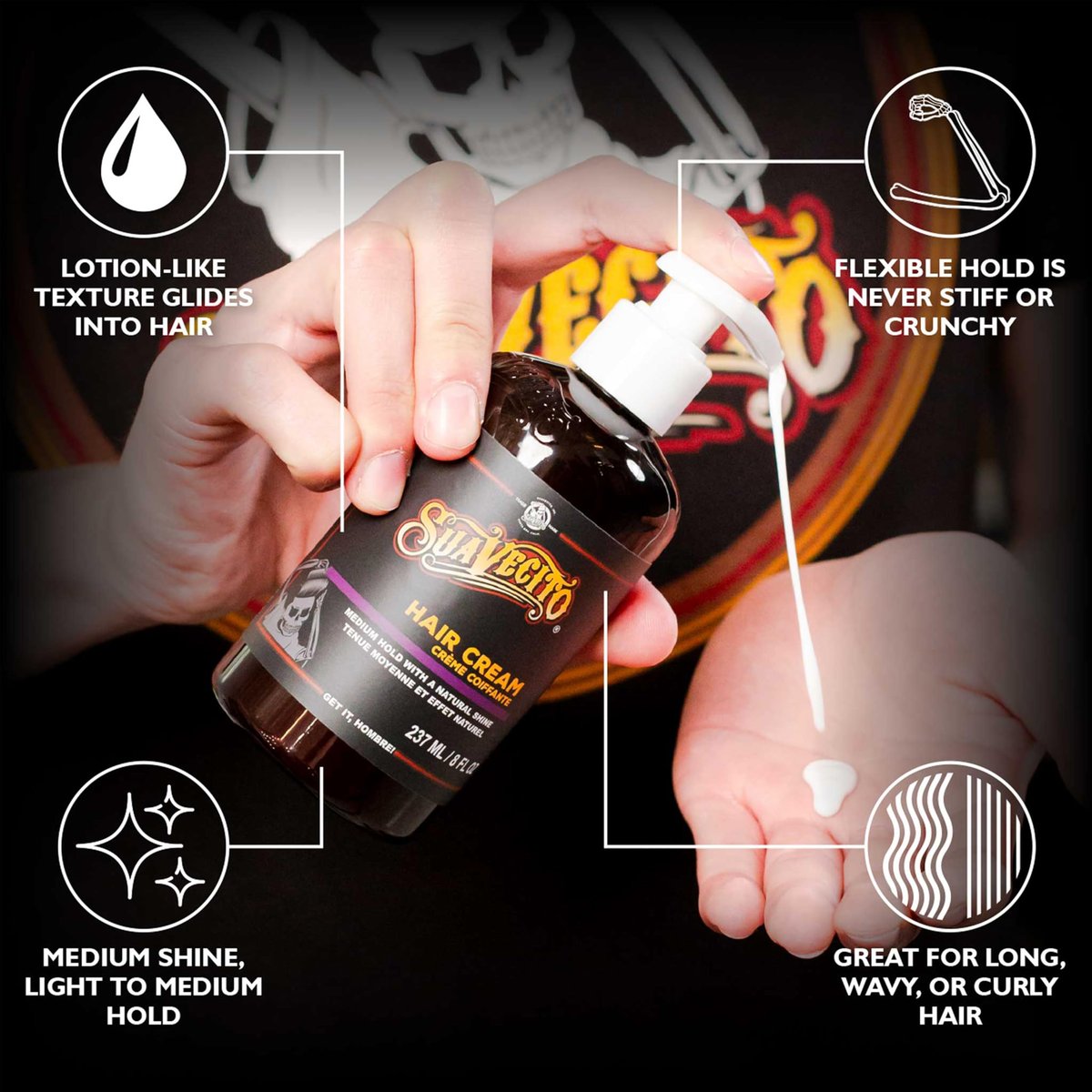 Suavecito Hair Cream Pump Bottle - Medium Shine, All Day Light Hold (8 oz) - görsel 3