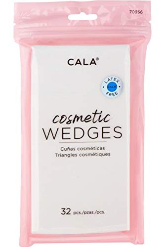 CALA Cosmetic Wedges Makeup Sponges, Soft Triangle Applicators for Liquid & Cream Foundation, 32 Count