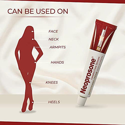 Neoprosone Skin Brightening Cream with Alpha Arbutin, Lactic Acid & Castor Oil – Fade Dark Spots on Face, Elbows, Knees & Body – 1.7 oz