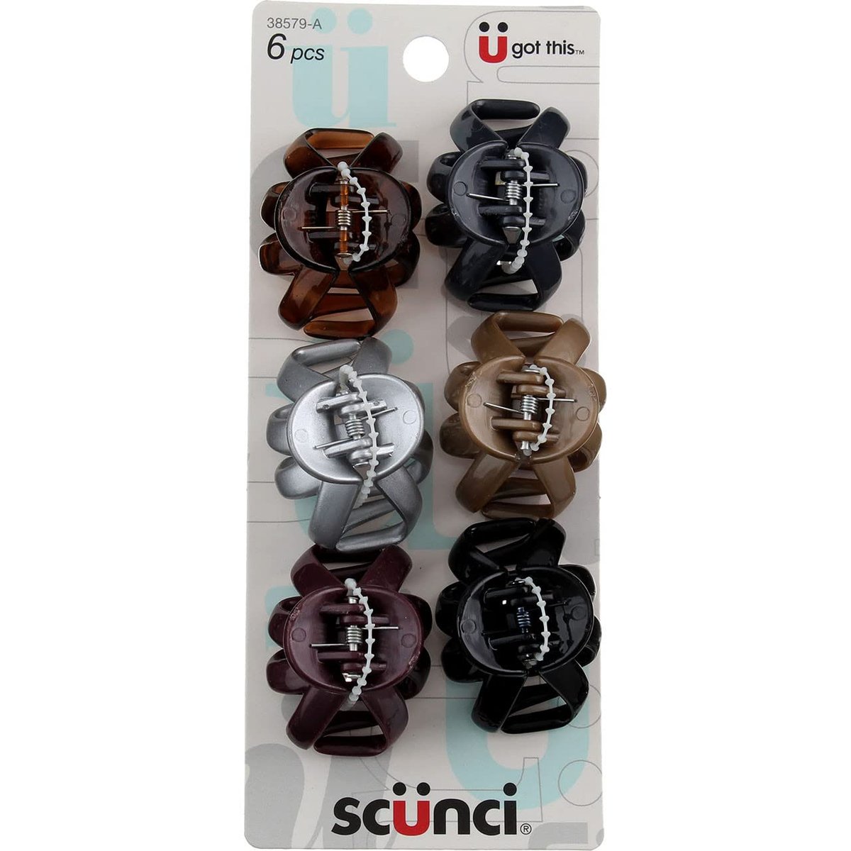 Scunci Effortless Beauty Octopus Jaw Clips, 6 Pack - Mix of Colors, 4cm Plastic Hair Clips - görsel 1