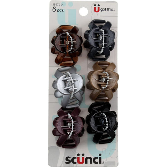 Scunci Effortless Beauty Octopus Jaw Clips, 6 Pack - Mix of Colors, 4cm Plastic Hair Clips