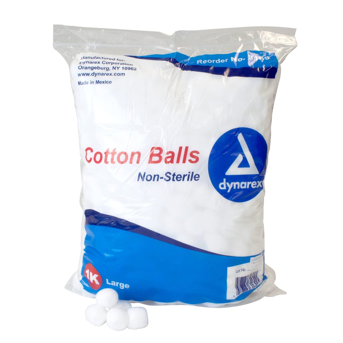 Dynarex Large Cotton Balls, Non-Sterile, Latex-Free, 1000 Count – Absorbent for Skin Cleansing, Makeup Removal, and Crafting Avelisse
