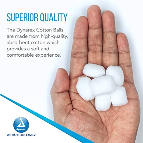 Dynarex Large Cotton Balls, Non-Sterile, Latex-Free, 1000 Count – Absorbent for Skin Cleansing, Makeup Removal, and Crafting Avelisse