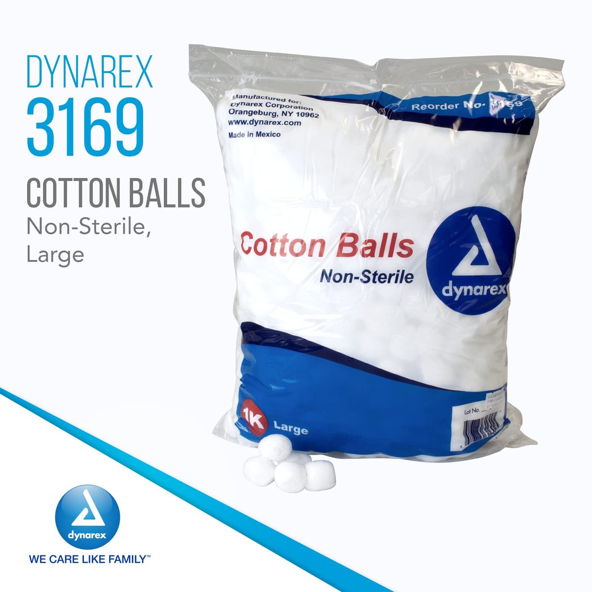 Dynarex Large Cotton Balls, Non-Sterile, Latex-Free, 1000 Count – Absorbent for Skin Cleansing, Makeup Removal, and Crafting Avelisse