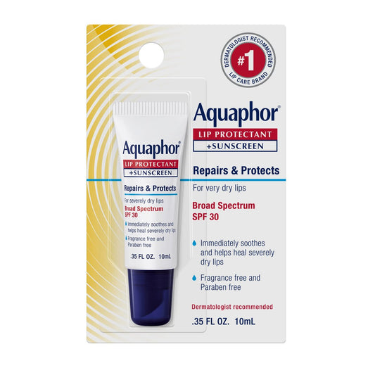 Aquaphor Lip Protectant and Sunscreen Ointment – Broad Spectrum SPF 30 – Relieves Chapped Lips – 0.35 fl. oz. Tube