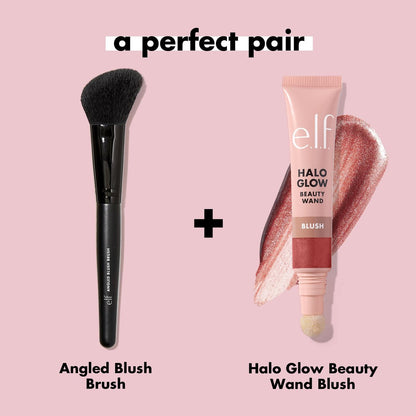 e.l.f. Angled Blush Brush - Face Makeup Brush for Sculpted Look - Taklon Bristles, Vegan & Cruelty-Free