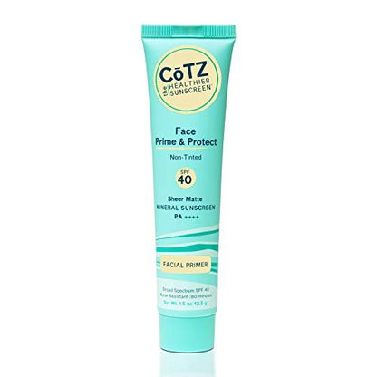 COTZ Face Prime & Protect Non-Tinted Mineral Sunscreen SPF 40 PA++++ - Broad Spectrum Facial Primer, 1.5 oz Avelisse