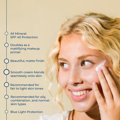 COTZ Face Prime & Protect Non-Tinted Mineral Sunscreen SPF 40 PA++++ - Broad Spectrum Facial Primer, 1.5 oz Avelisse