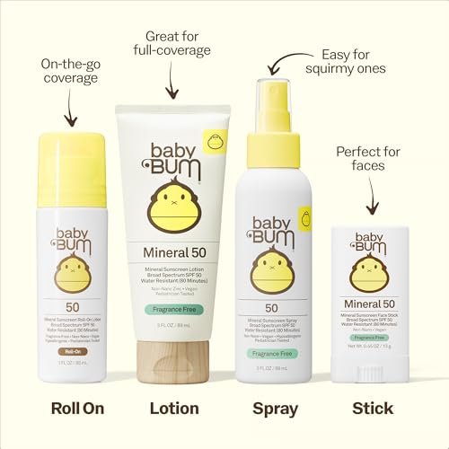Baby Bum SPF 50 Mineral Sunscreen Lotion - Hawaii 104 Act Compliant, Fragrance Free, Travel Size 3 oz Avelisse