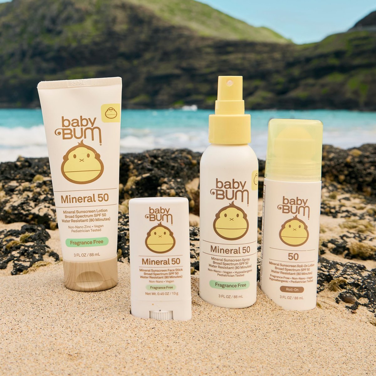 Baby Bum SPF 50 Mineral Sunscreen Lotion - Hawaii 104 Act Compliant, Fragrance Free, Travel Size 3 oz Avelisse