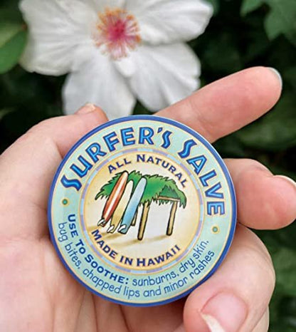 Island Soap & Candle Works Surfer's Salve - All Natural Skin Soothing Balm - Moisturizing Anti-Chafing Ointment for Insect Bites, Sunburn, Windburn, Chapped Lips, Rashes & New Tattoos - .8 Ounce