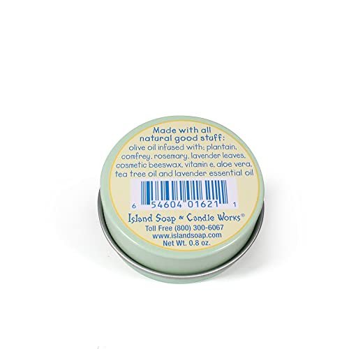 Island Soap & Candle Works Surfer's Salve - All Natural Skin Soothing Balm - Moisturizing Anti-Chafing Ointment for Insect Bites, Sunburn, Windburn, Chapped Lips, Rashes & New Tattoos - .8 Ounce - görsel 4