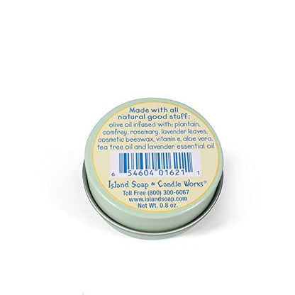 Island Soap & Candle Works Surfer's Salve - All Natural Skin Soothing Balm - Moisturizing Anti-Chafing Ointment for Insect Bites, Sunburn, Windburn, Chapped Lips, Rashes & New Tattoos - .8 Ounce