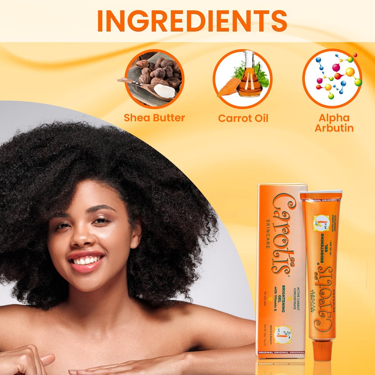 CAROTÏS Brightening Gel - Fade Dark Spots on Face, Armpit, Knees, Hands & Body | Even Skin Tone with Carrot Oil & Alpha Arbutin | 1 fl oz - görsel 9