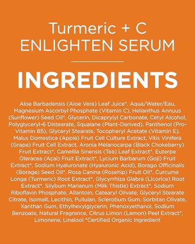 Andalou Naturals Turmeric + Vitamin C Enlighten Serum - Illuminating Face Treatment for Uneven Tone & Sun Damage, 1.1 fl oz - görsel 16