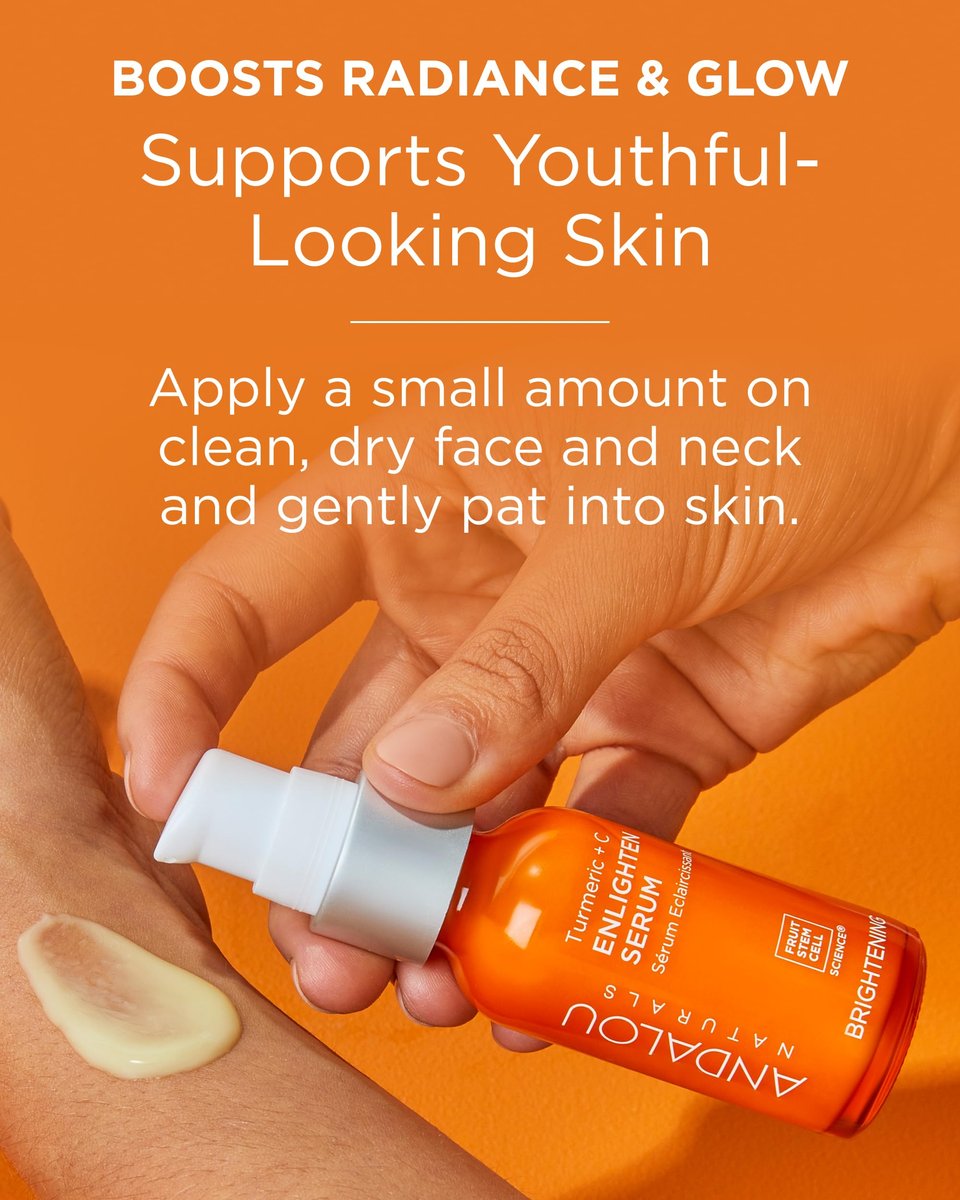 Andalou Naturals Turmeric + Vitamin C Enlighten Serum - Illuminating Face Treatment for Uneven Tone & Sun Damage, 1.1 fl oz - görsel 7