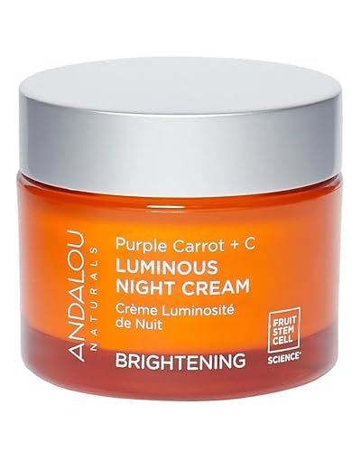 Andalou Naturals Purple Carrot + Vitamin C Luminous Skin Night Cream - Hydrating Face Moisturizer with Fruit Stem Cell Complex - 1.7 fl oz Avelisse