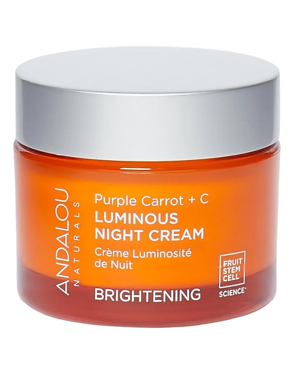 Andalou Naturals Purple Carrot + Vitamin C Luminous Skin Night Cream - Hydrating Face Moisturizer with Fruit Stem Cell Complex - 1.7 fl oz Avelisse