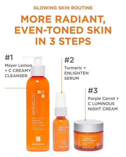 Andalou Naturals Purple Carrot + Vitamin C Luminous Skin Night Cream - Hydrating Face Moisturizer with Fruit Stem Cell Complex - 1.7 fl oz Avelisse