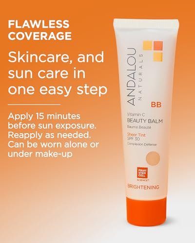 Andalou Naturals Vitamin C BB Beauty Balm Sheer Tint SPF 30 - 2-in-1 BB Cream & Mineral Sunscreen for Face - With Non-Nano Zinc Oxide Skin Protection - 2 fl oz - görsel 10