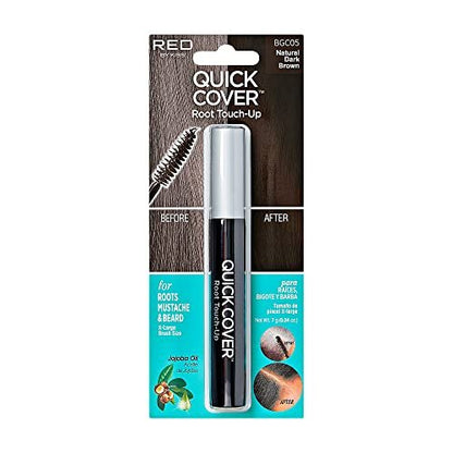 RED by KISS Quick Cover Root Touch Up Rescue - Natural Dark Brown, Water-Resistant Temporary Gray Concealer with Jojoba Oil