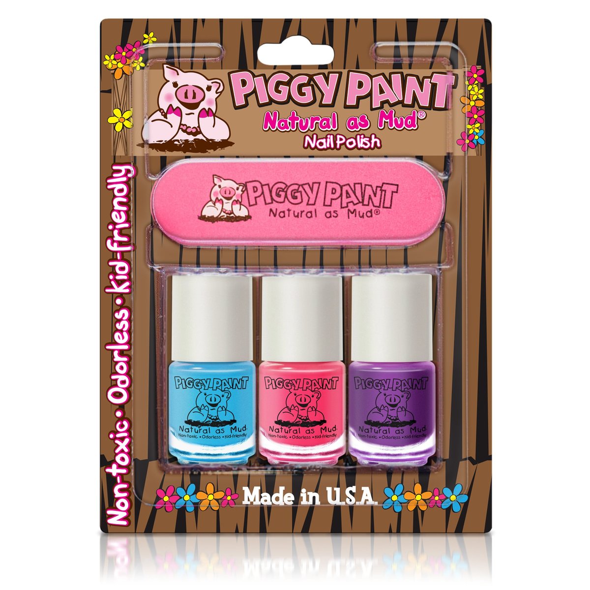 Piggy Paint Nail Polish and File Kit - Non-Toxic, Water-Based, Odorless - Sea-quin, Forever Fancy, Girls Rule - 0.76 fl oz Each Avelisse