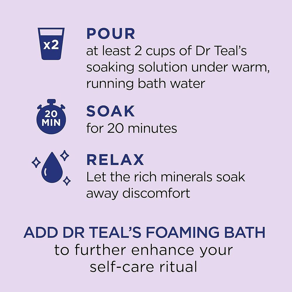 Dr Teal's Lavender Epsom Salt Soak & Body Wash, 48 oz - Soothe Sore Muscles & Relax Avelisse