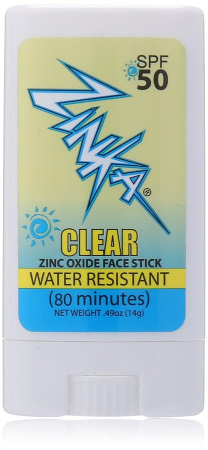 Zinka Clear Face Sunscreen Stick – SPF 50+ Broad Spectrum, One Size, Clear