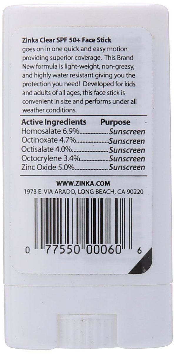 Zinka Clear Face Sunscreen Stick – SPF 50+ Broad Spectrum, One Size, Clear - görsel 3