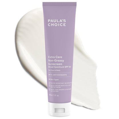 Paula's Choice Extra Care Oil Free Sunscreen SPF 50 - Fragrance-Free Face & Body Sunscreen with Aloe & Vitamin A/C, Sweat & Water Resistant, 5 oz