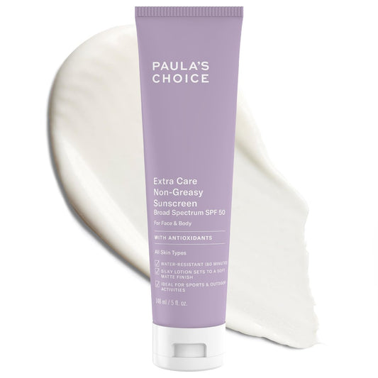 Paula's Choice Extra Care Oil Free Sunscreen SPF 50 - Fragrance-Free Face & Body Sunscreen with Aloe & Vitamin A/C, Sweat & Water Resistant, 5 oz