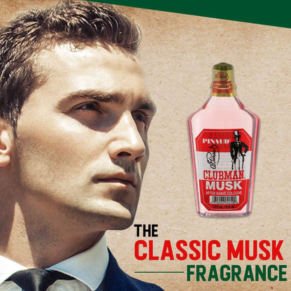 Clubman Pinaud Musk After Shave Cologne – Refreshing Aftershave for Men, Smooth Skin, 6 oz