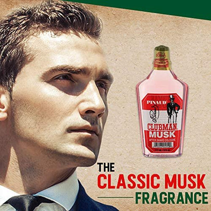 Clubman Pinaud Musk After Shave Cologne – Refreshing Aftershave for Men, Smooth Skin, 6 oz