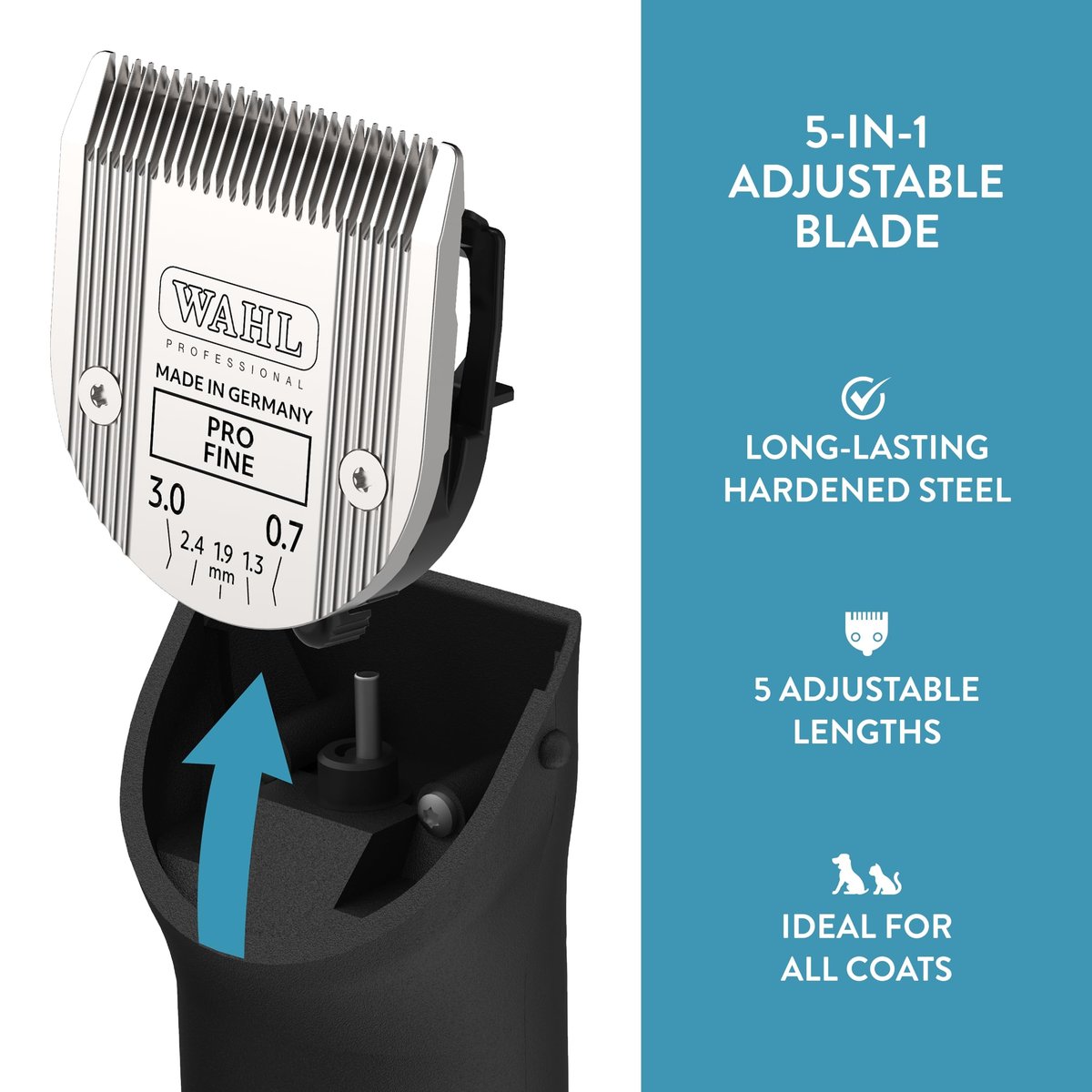 Wahl Professional Animal 5-in-1 Adjustable Clipper Blade Replacement – Silver, for Arco, Bravura, Chromado & More Avelisse