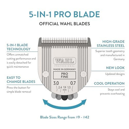 Wahl Professional Animal 5-in-1 Adjustable Clipper Blade Replacement – Silver, for Arco, Bravura, Chromado & More Avelisse