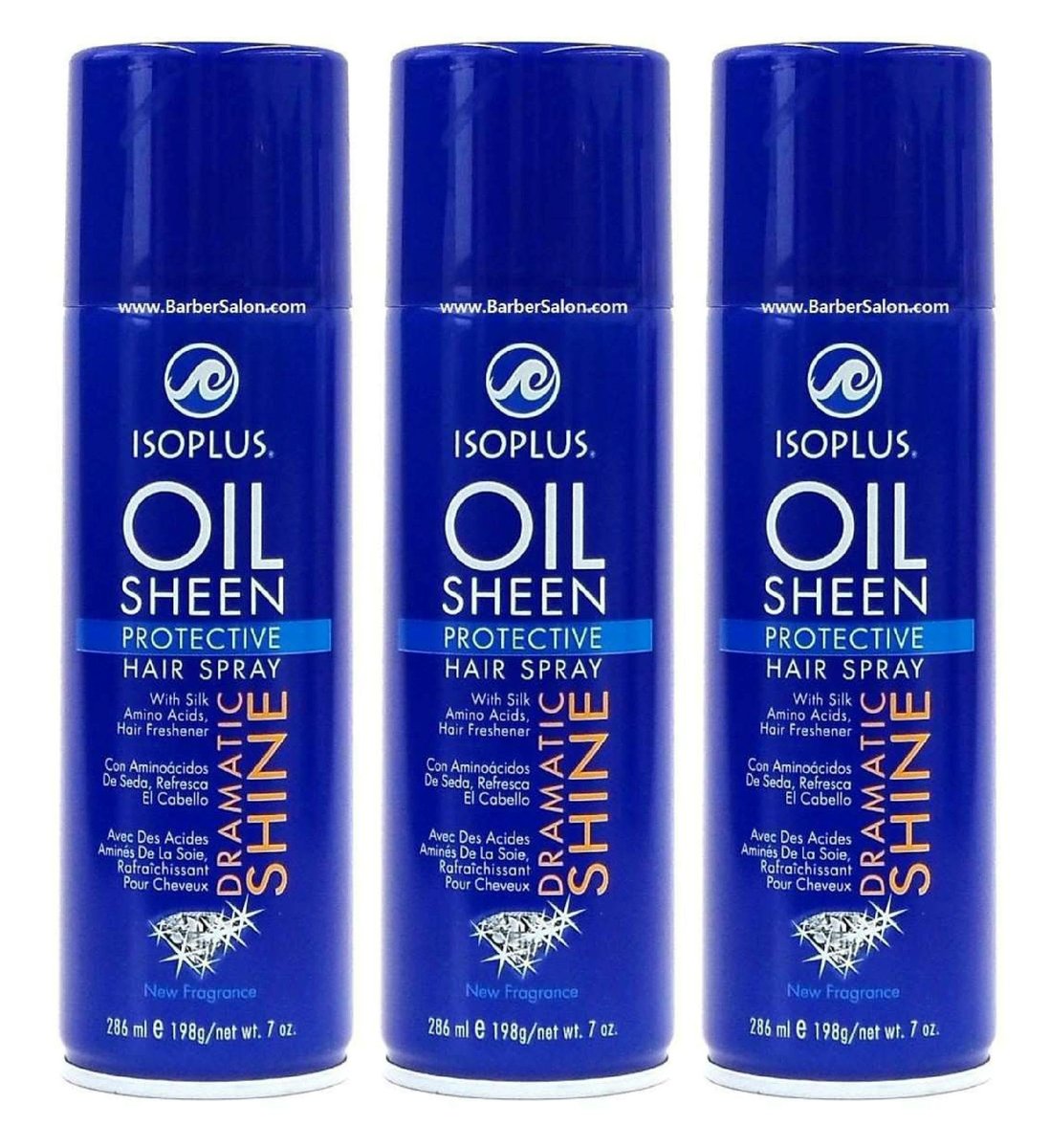 Isoplus Oil Sheen Hairspray 7 oz. (Pack of 3) - Regular Hold for Lasting Shine Avelisse