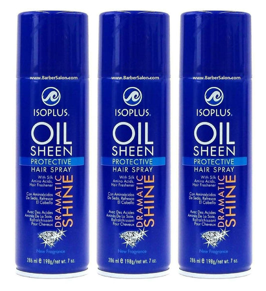 Isoplus Oil Sheen Hairspray 7 oz. (Pack of 3) - Regular Hold for Lasting Shine Avelisse