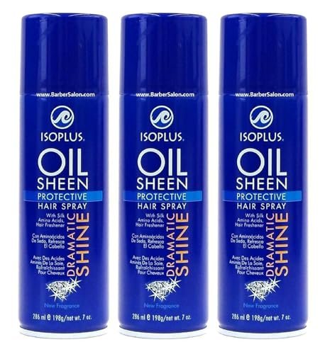 Isoplus Oil Sheen Hairspray 7 oz. (Pack of 3) - Regular Hold for Lasting Shine Avelisse