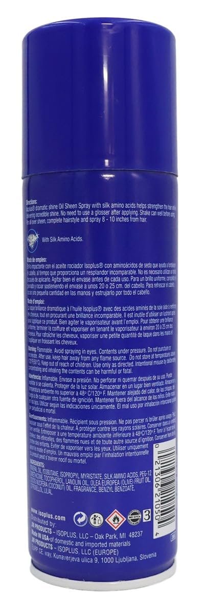 Isoplus Oil Sheen Hairspray 7 oz. (Pack of 3) - Regular Hold for Lasting Shine Avelisse