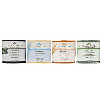 Clearly Natural Essentials Glycerine Bar Soap, Aloe Vera, 12 oz, 3 Count - Gentle Moisturizing Soap