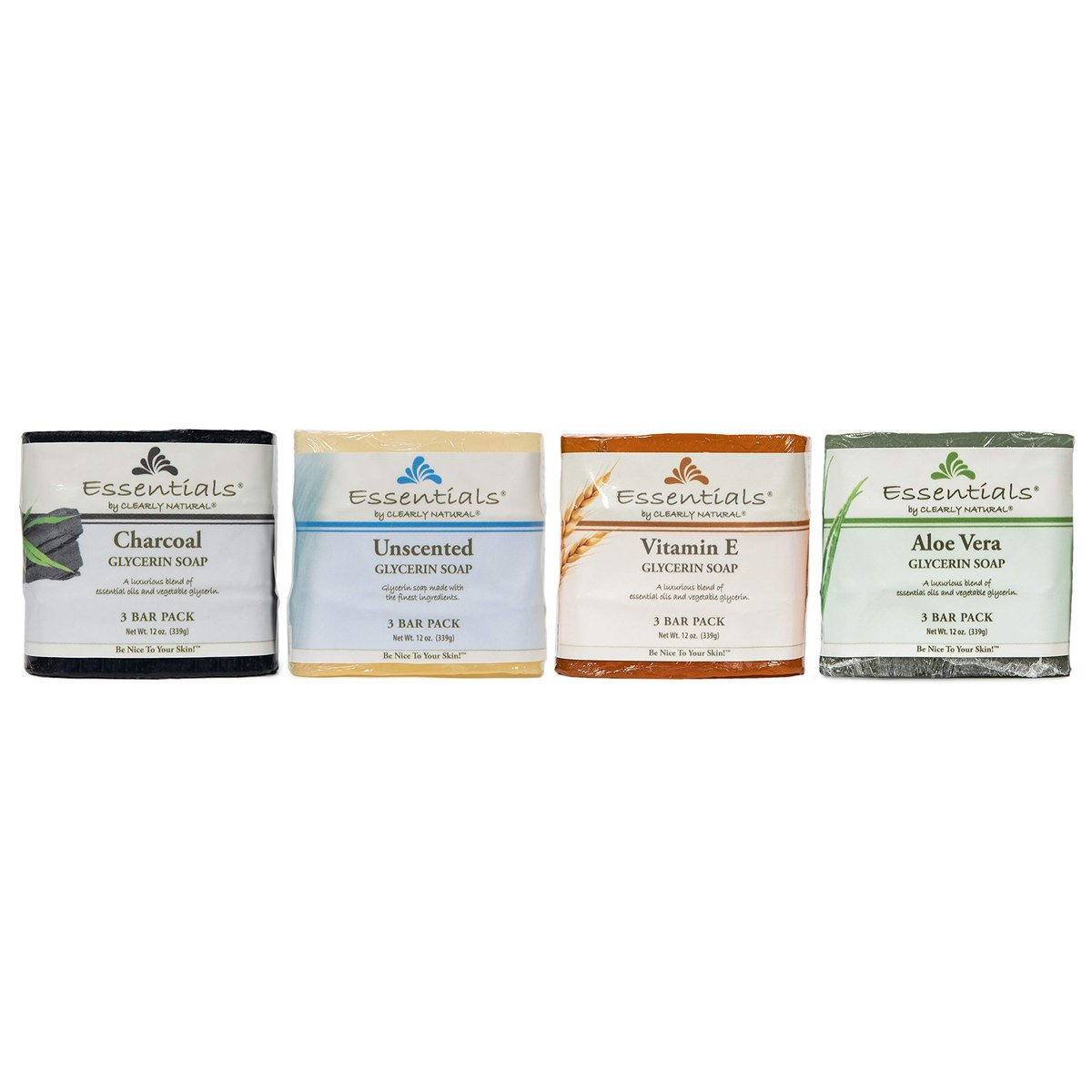 Clearly Natural Essentials Glycerine Bar Soap, Aloe Vera, 12 oz, 3 Count - Gentle Moisturizing Soap - görsel 3