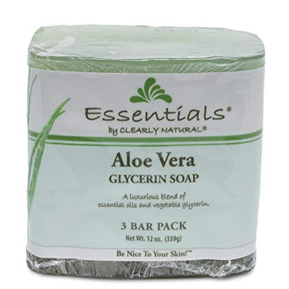 Clearly Natural Essentials Glycerine Bar Soap, Aloe Vera, 12 oz, 3 Count - Gentle Moisturizing Soap