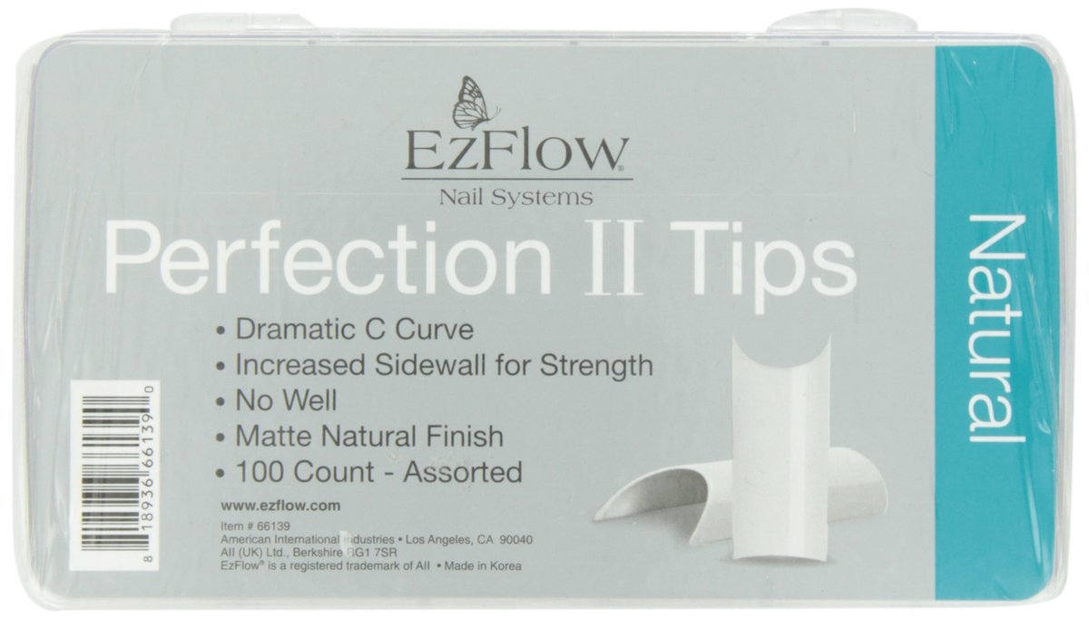 EZ Flow Perfection II Tips Natural Nail Art Kit – 100 Count Multicolored Decoration Tips - görsel 1