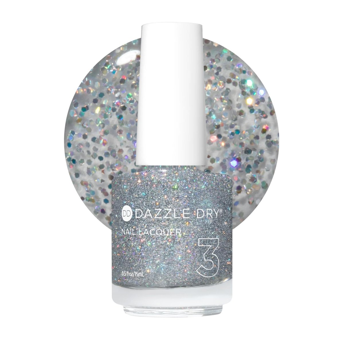 Dazzle Dry Nail Lacquer (Step 3) - Diamond - Holographic Micro-Glitter Top Coat, 0.5 fl oz Avelisse
